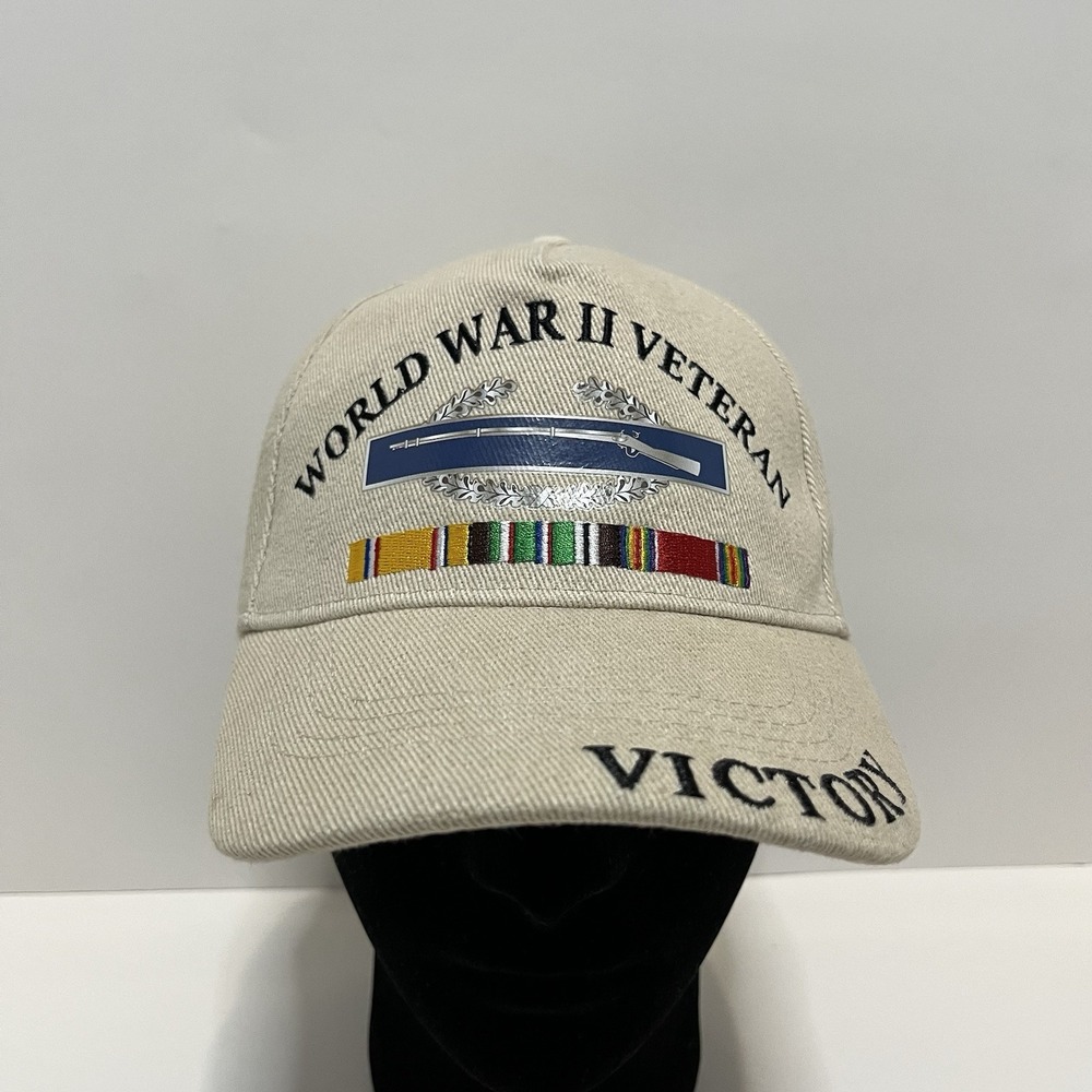 World War II Veteran Embroidered‎ Cap Beige Adjustable Victory Military Hat